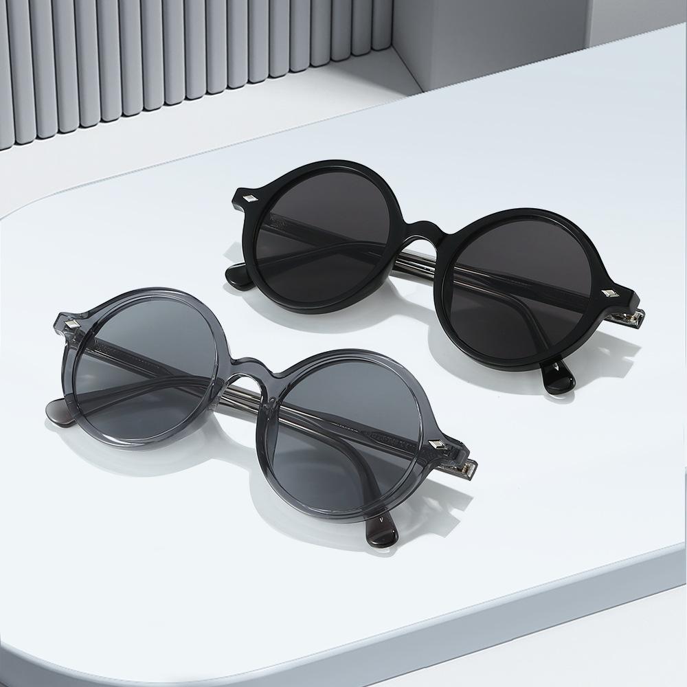  New Retro Round Women Sunglasses Fashion Green Candy Color Shades UV400 Men Trending Rivets Punk Sun Glasses