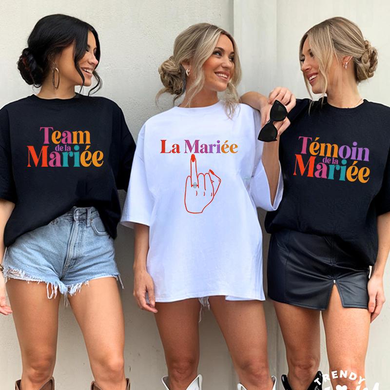 French Girls Single Farewell Tops: Future Bride Team Bride Tees, Printed T-shirts for EVJF & Bridal Shower