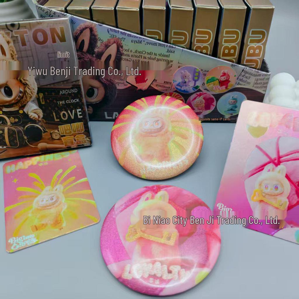 Anime LABUBU Fanmade 75MM Blind Box Button Badge - Double Flash Tinplate Laser Design