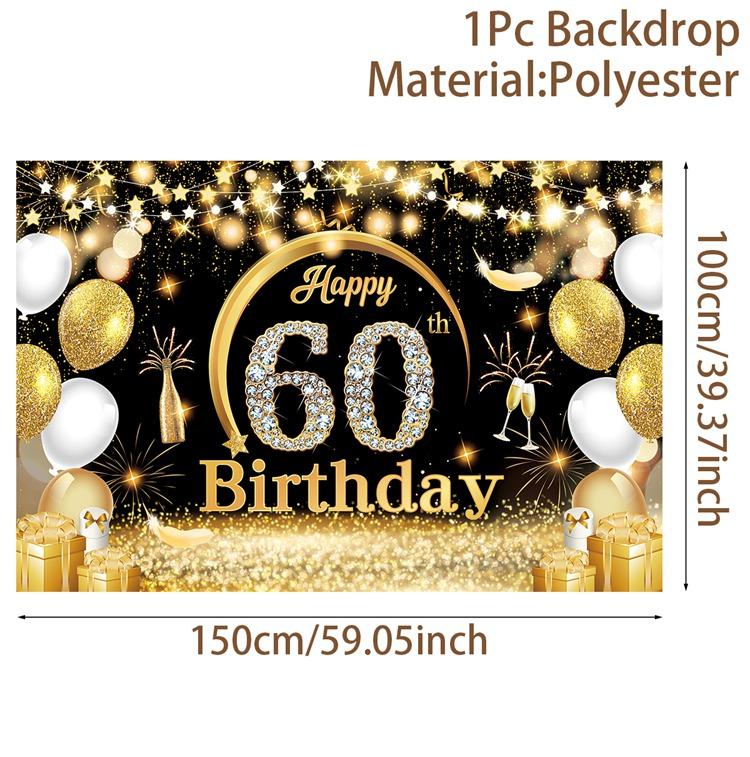 Black Gold Birthday Background 30 40 50 60 Years Birthday Party Decor Adult 30th 40th 50th Birthday Party Supplies Anniversary