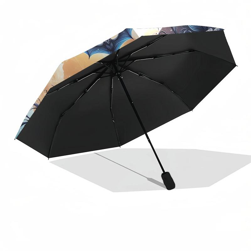 1pc Moonlit Fantasy Blossom Umbrella with Plastic Handle,Suitable for All Seasons Home Travel Outdoor UmbrellaDD1547