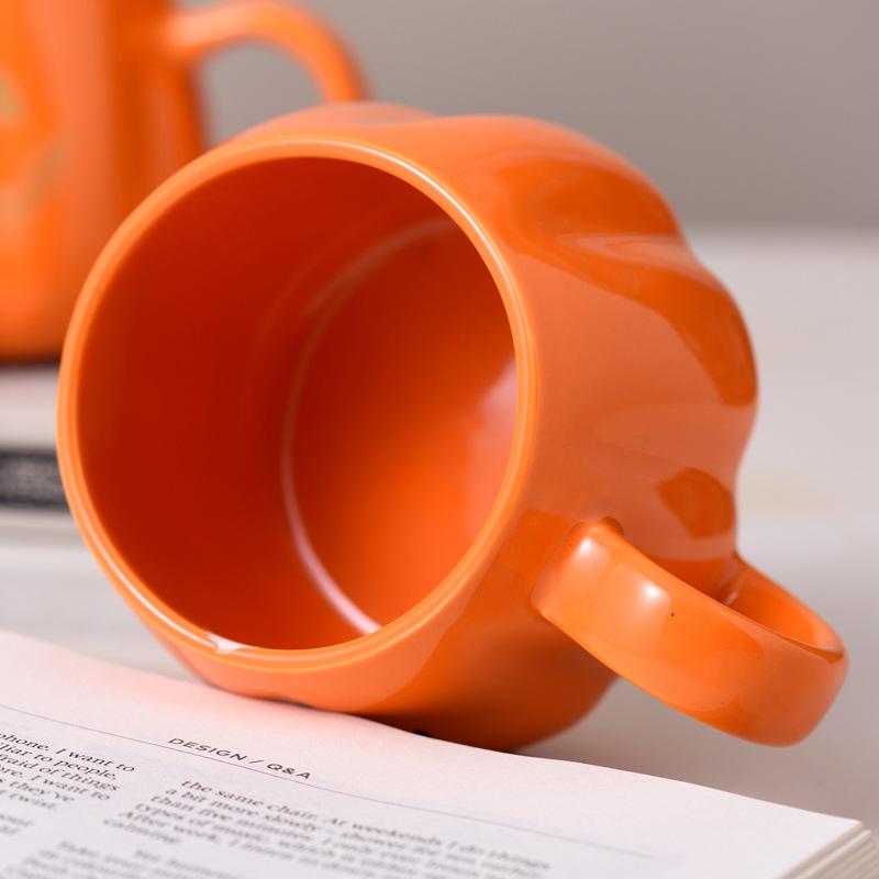 Halloween Ceramic Cup Creative Pumpkin Shape Drinkware Coffee Mug Breakfast Milk Cup Drinking Cup Halloween Decoration