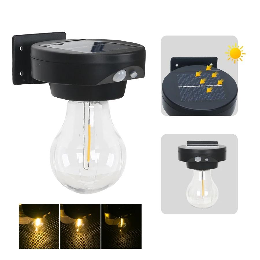 Светодиодные настенные светильники на солнечной батарее разных стилей, водонепроницаемые светильники с датчиком движения и солнечными панелями, садовое украшение, уличный светильник для безопасности