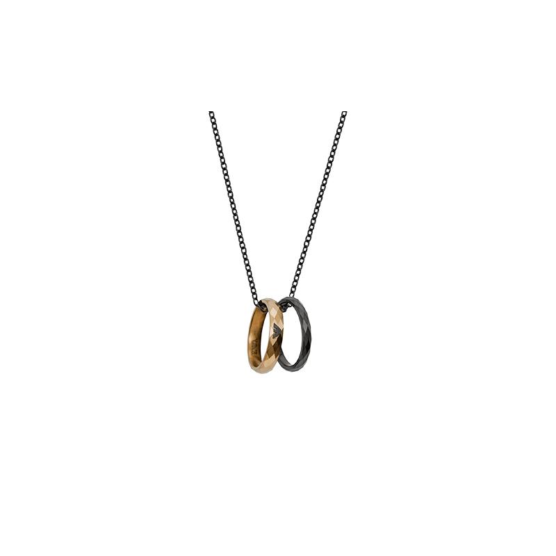 Emporio Armani Couple Ring Necklace Steel Sweet Decoration Love Stainless Steel Necklace Men's Style EGS2760001