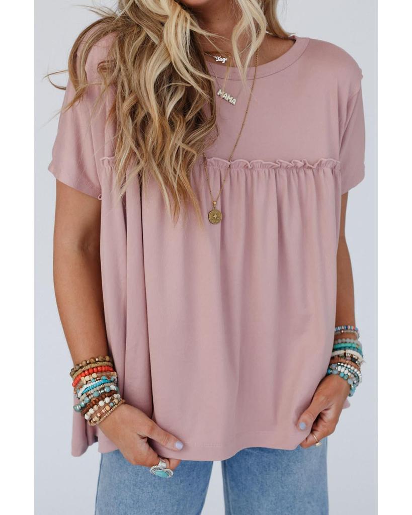 Azura Exchange Светло-розовая свободная футболка-бэбидолл с оборками