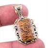 Natural Maryam Jasper 925 Solid Sterling Silver Gift TwoTone Pendant 1.50" D5j70