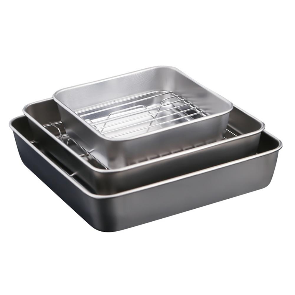 Stainless Steel BakingPan Roast Turkey Tray With Cooling Rack Kitchen BBQ Cake