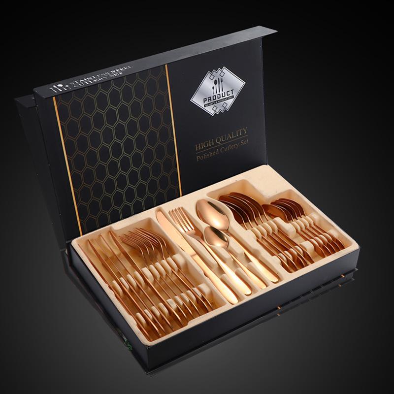 Cross Stainless Steel Tableware Gift Box Set Jieyang Tableware Western Food Steak Knife, Fork and Spoon 24-piece Gift Box