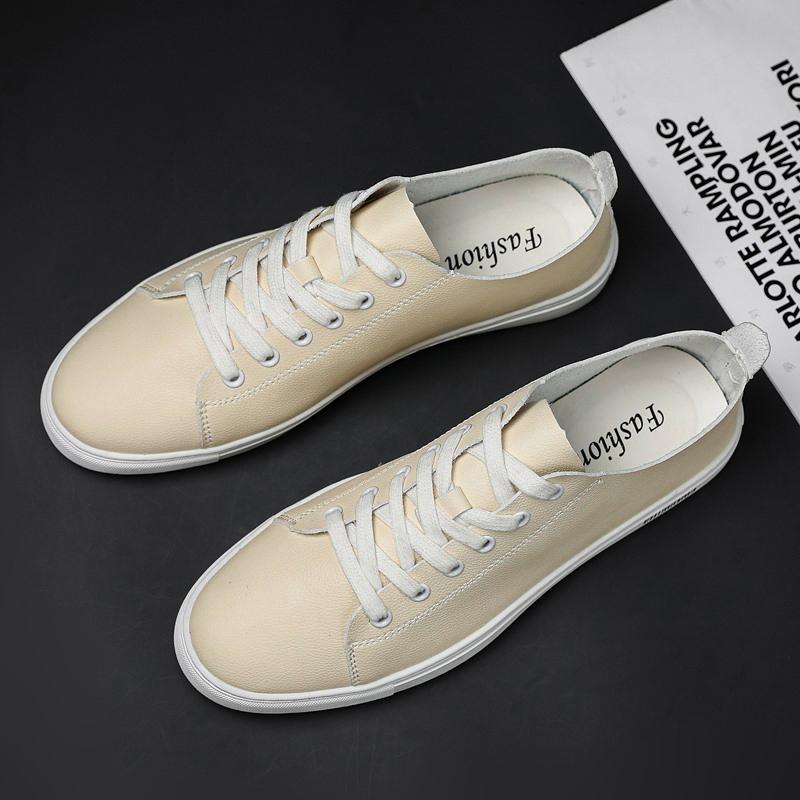 Soft PU Leather Men Shoes Male Sneakers Casual Shoes  Fashion Black White Shoes British Style Leather School Shoes Lace-up