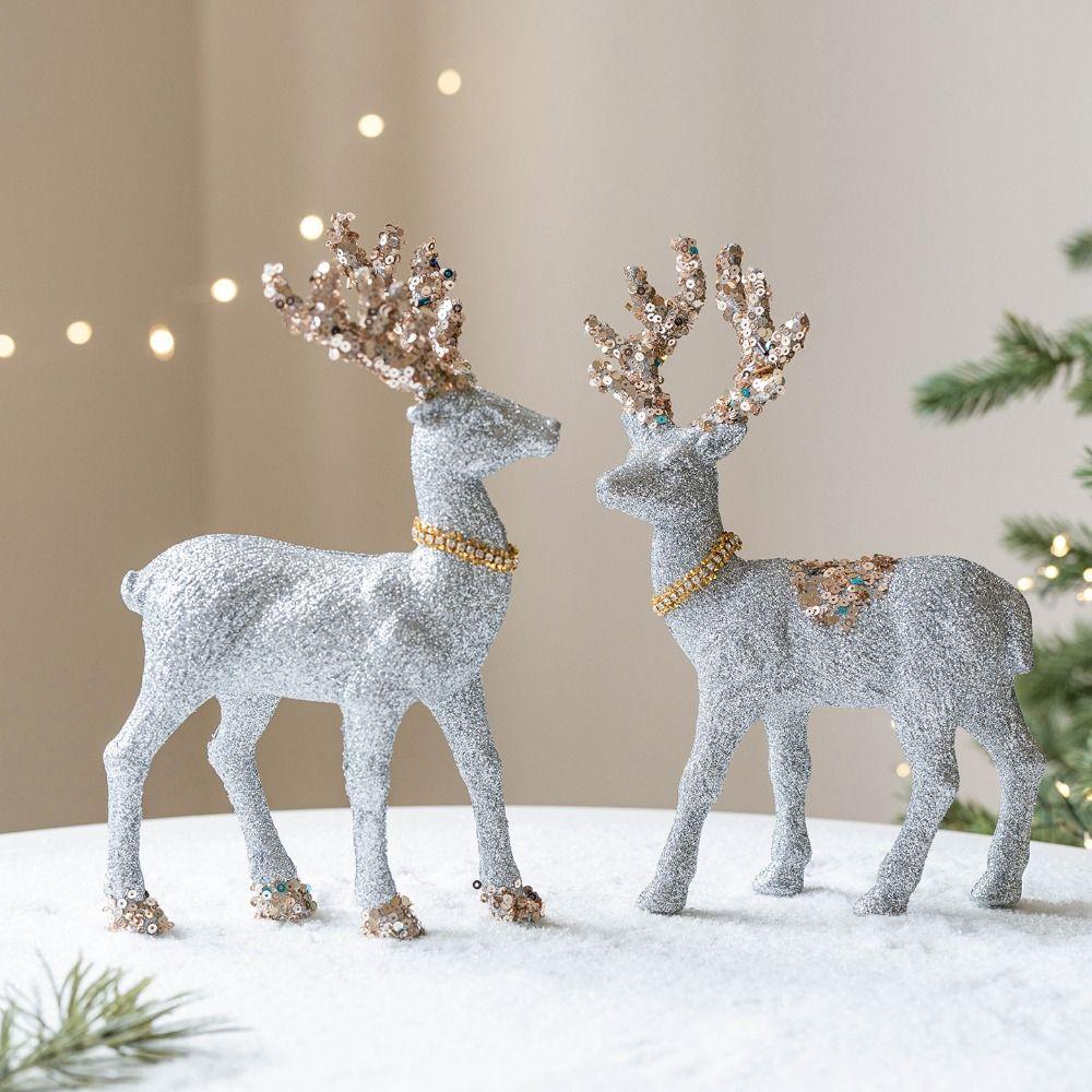 Elk Simulation Reindeer Flocking Fabric PVC Christmas Deer New Glitter Deer Decor Merry