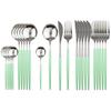 24Pcs Stainless Steel Dinnerware Set Kitchen Green Gold Cutlery Set Knife Fork Spoon Flatware Tableware Minimalist Silverware