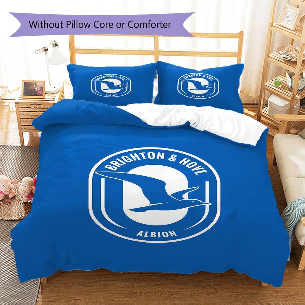 Brighton & Hove Albion Pattern Bedding,Quilt Set Quilt Cover Pillowcase Home Birthday Gift(1 * duvet cover + 2 * pillowcase, without core)
