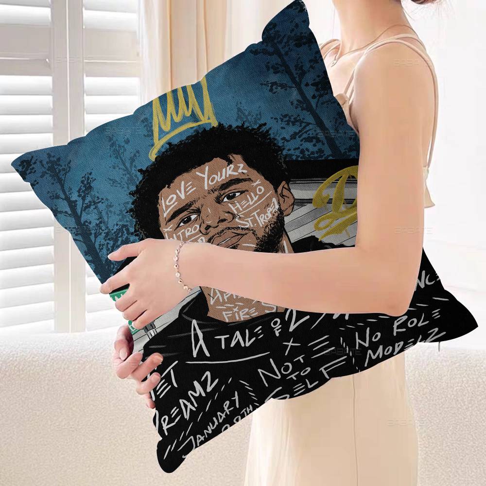 Singer J.Cole Music Album Stitch Lucky Dragon Pillow Cover Sofa Cushion Cover Home Room Decoration Children Gift
