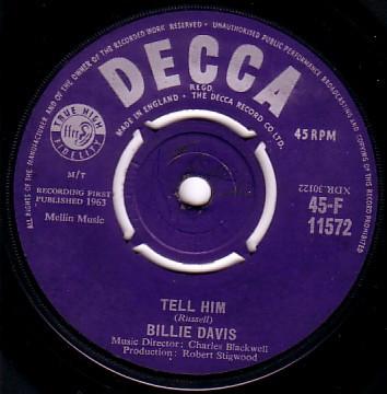 7-дюймовая пластинка BILLIE DAVIS - Tell Him 45F11572 Decca 1963 UK Rock б/у