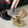 Fashion Fashion Flock Women Flats Ankle Modern Boots Shoes Female Pointed Toe Footwear Stretch Ladies Short Boots Zippers Shoes