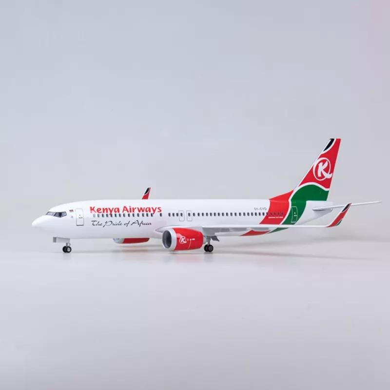 Модель самолета 1/85 Масштаб 47СМ Самолет 737MAX B737 MAX Авиалайнер Kenya Airways Со светом и колесами Литой Пластик Смола Дом
