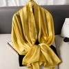 90*180cm Fashion Luxury Solid Color Silk Scarf Women Soft Smooth Scarves Head Wrap Hijab Outdoors Muffler Long Shawl Beach Towel