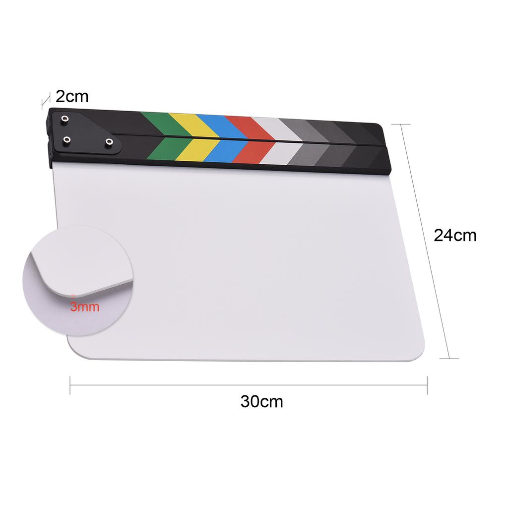 30 * 24cm/ 12 * 9in Acrylic Film Clapboard Movie Directors Clapper Board Slate Cut Action Scene