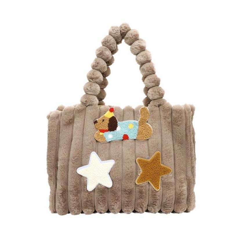 Сумка-тоут такса осень новая милая женская сумка через плечо большой вместимости портативная плюшевая сумка тренд