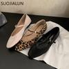 Fashion SUOJIALUN 2025 Autumn Women Flat Shoes Fashion Round Toe Ladies Elegant Mary Jane Shoes  Soft Flat Heel Outdoor Casual Single Sh