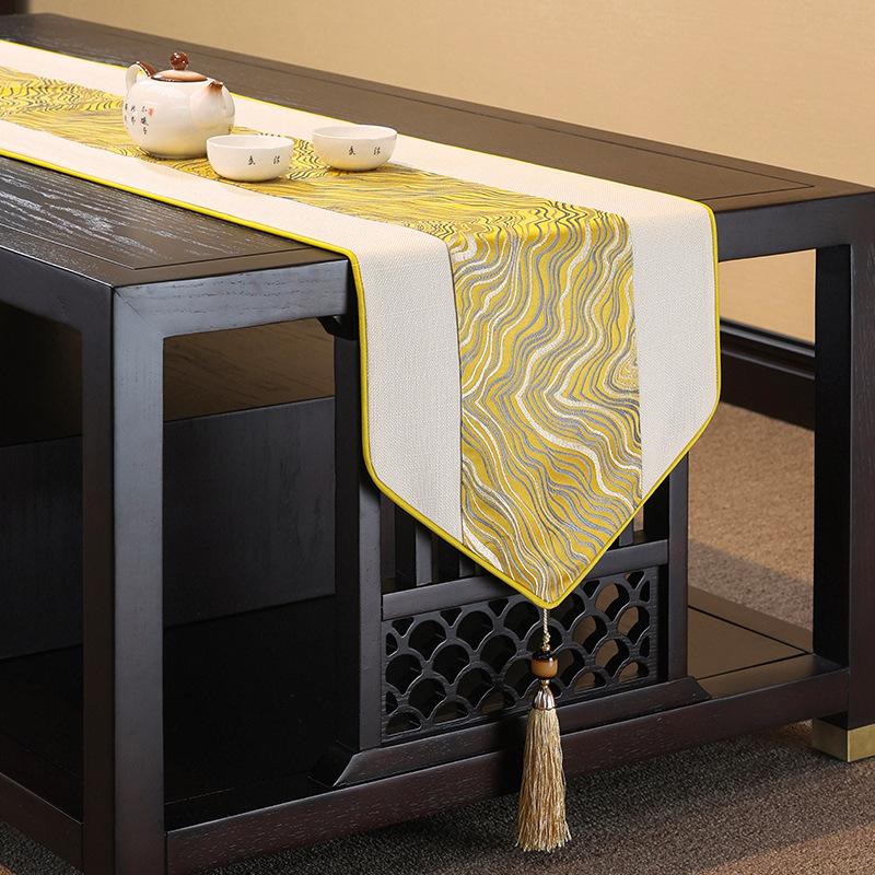 Универсальные высококачественные столы, флаг, точная вышивка, дорожка для стола, узор в виде листьев лотоса, чайный коврик, популярный ресторан, четыре сезона, китайское чайное полотенце