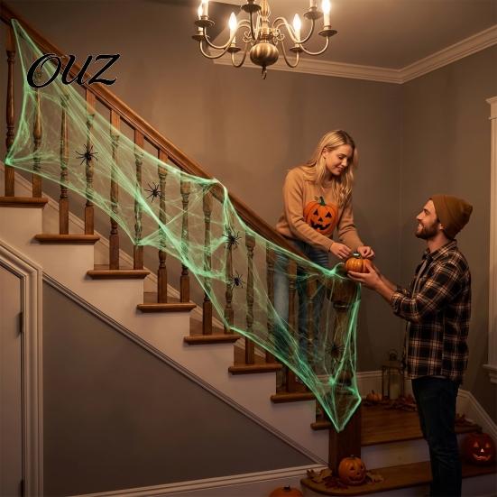 Reusable Spider Web Halloween Glow-in-the-Dark Web, 20/40/60/100/120/200/300g Luminous with Mini Spiders, Artificial Webbing Decor for Holiday Party,