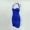 Women's Summer Solid Colour Tight Hip Wrap Backless Short Dresses