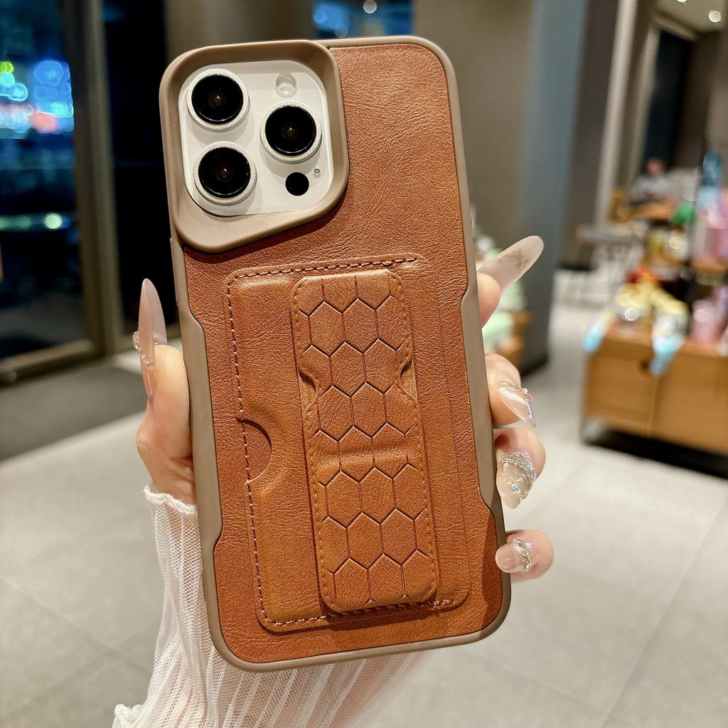 Матовая Кожаная Текстура Держатель для Карт Чехол-Подставка Для iPhone 17 16 15 14 13 12 11 Pro Max Кошелек Защита Защита от Царапин Задняя Крышка