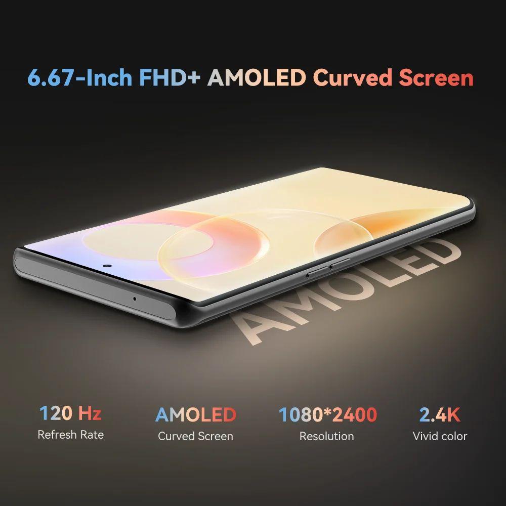 Cubot X90, смартфон Android 14, изогнутый AMOLED-дисплей 6,67 дюйма, 120 Гц, 16 ГБ ОЗУ, 256 ГБ встроенной памяти, процессор Helio G99, камера 100 МП, NFC