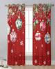Снежинка Рождественский шар Пуансеттия Красные прозрачные шторы для украшения гостиной Оконные шторы Кухонные шторы из тюля и вуали