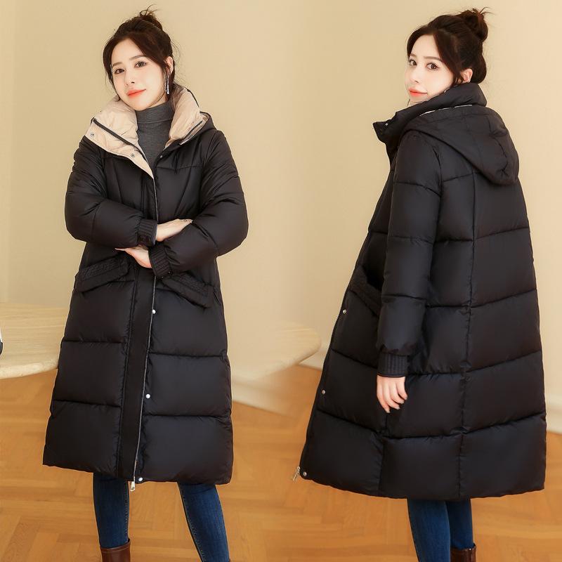 Женская осенне-зимняя однотонная приталенная с капюшоном утолщенная теплая женская куртка средней длины, 5 цветов