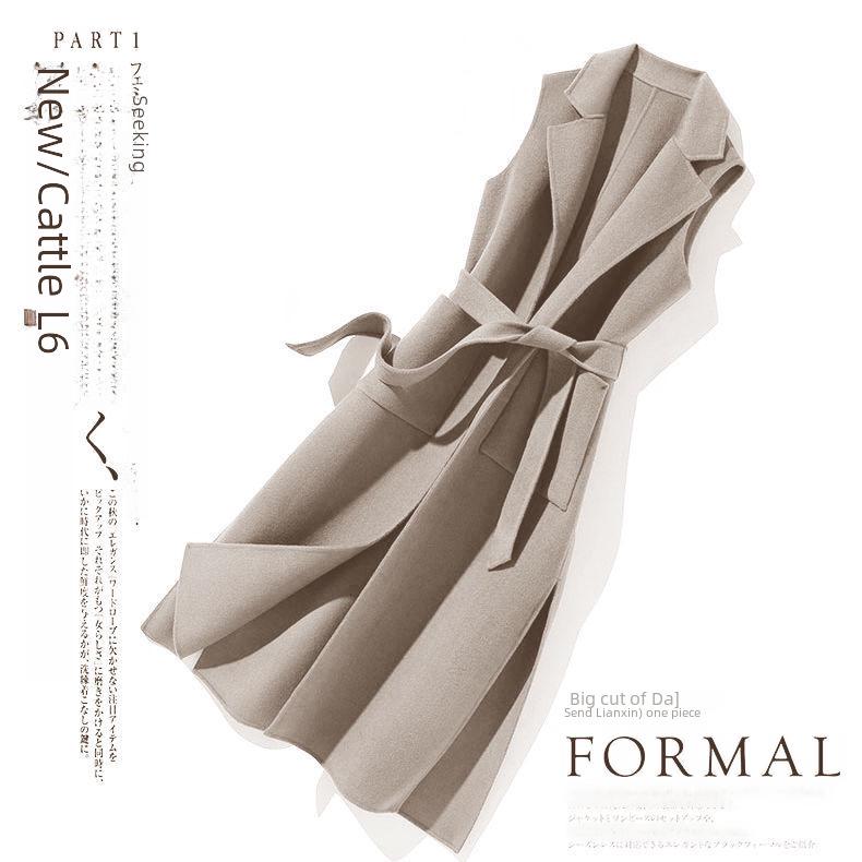 Women's Wool Blend Vest - Autumn/Winter 2025 Collection: Stylish Long Suit Collar Waistcoat