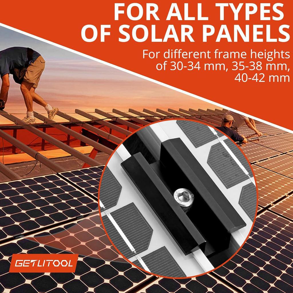 Pack of 20 Solars Panel Mounting Clamps Set Brackets With Screws Accessory for Balconies Power Stations Roof Camping