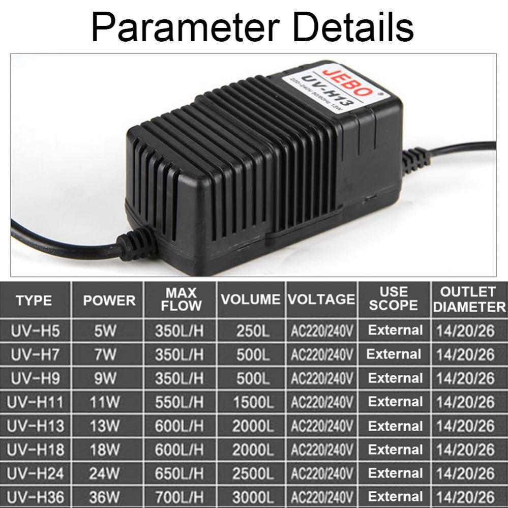 UV Ultraviolet Lamp IP33 Aquarium Fish Pond External Algae Moss Algae Lamp