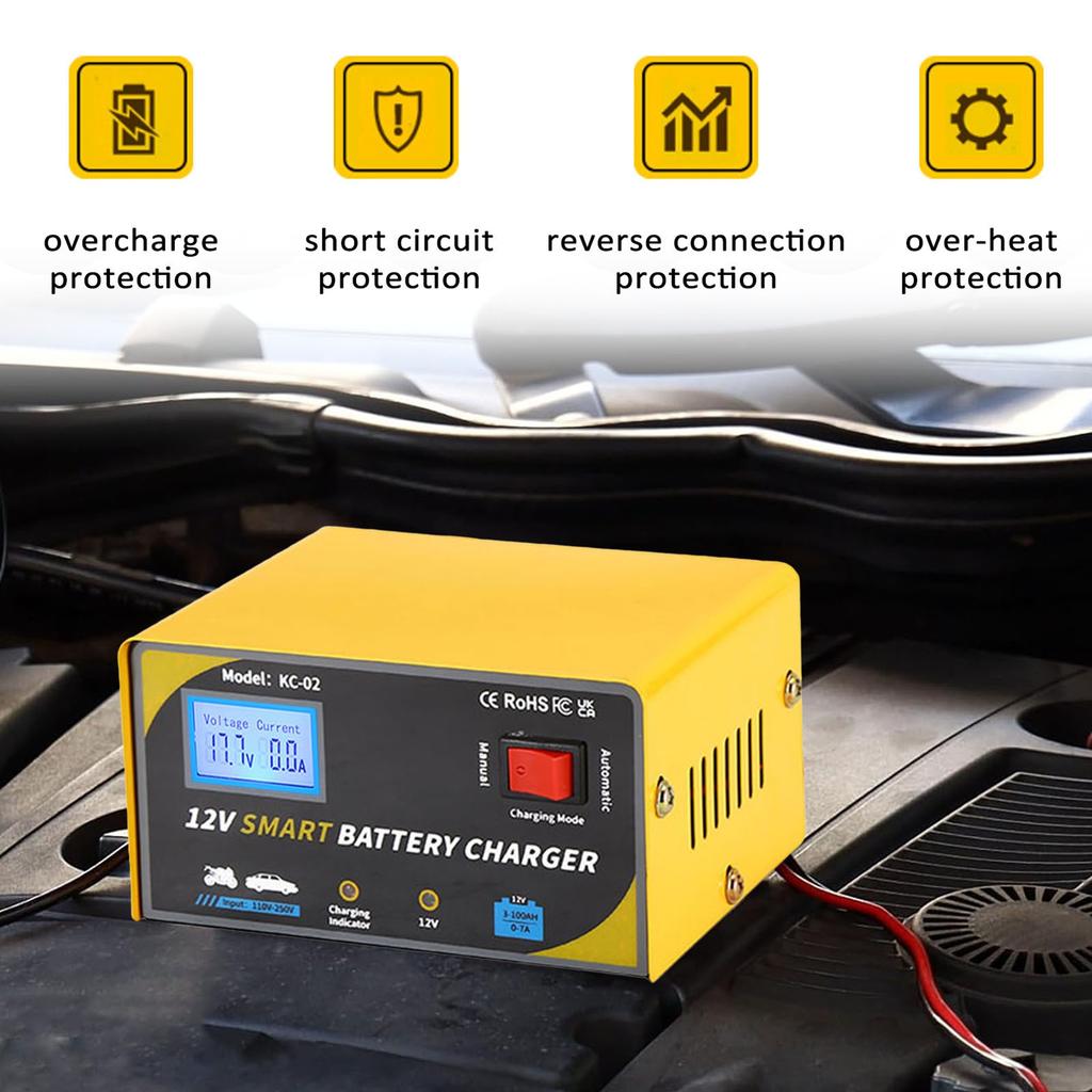 Car Battery   Smart Battery   for 12V Battery Digital Display PowerCelsiusVoltageCelsiusCurrent Automatic Manual Modes