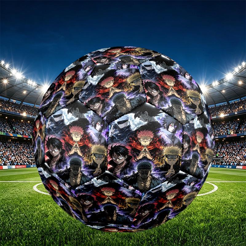 Demon Slayer Print Size 5 Soccer Ball, PU Wear Resistant Football for Match Training and Daily Practice, Birthday Gift for Soccer Fans