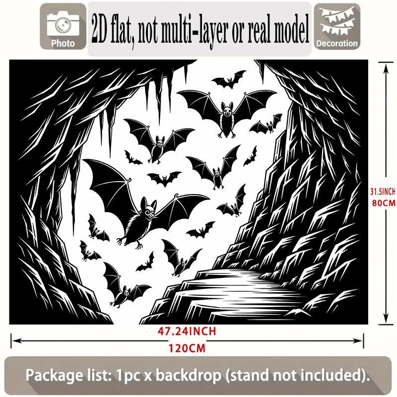 Halloween Backdrop Bat Cave Polyester Party Wall Decor