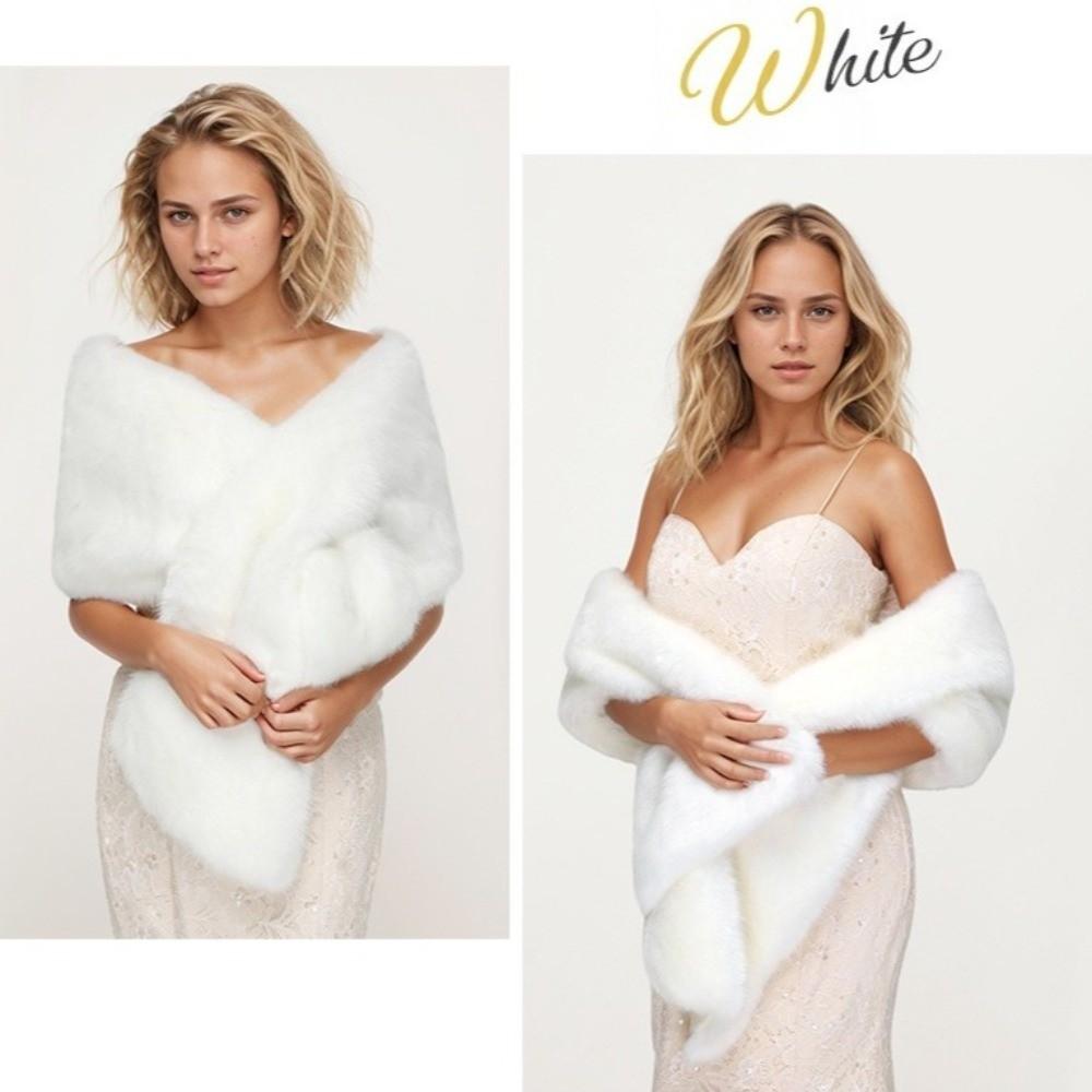 Soft Cloak Plush Shawl Korean Style Bride Shoulder Fake Collar Faux Fur Scarves  Clothes Decoration