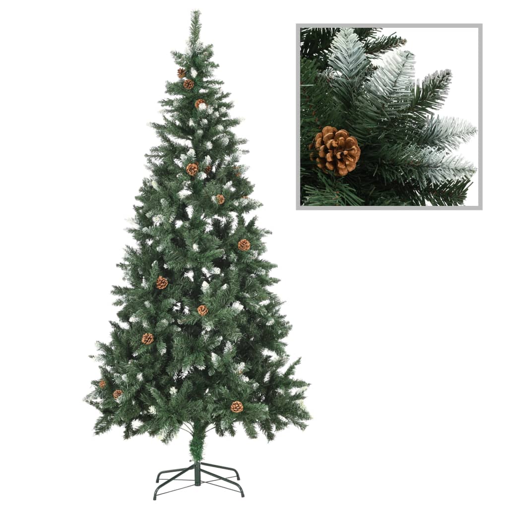 Artificial Christmas Tree with Pinecone Decoration and White Glitter 210 cm