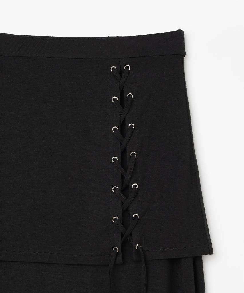 MILLO WOMEN Folding Strap Maxi Skirt [Black]