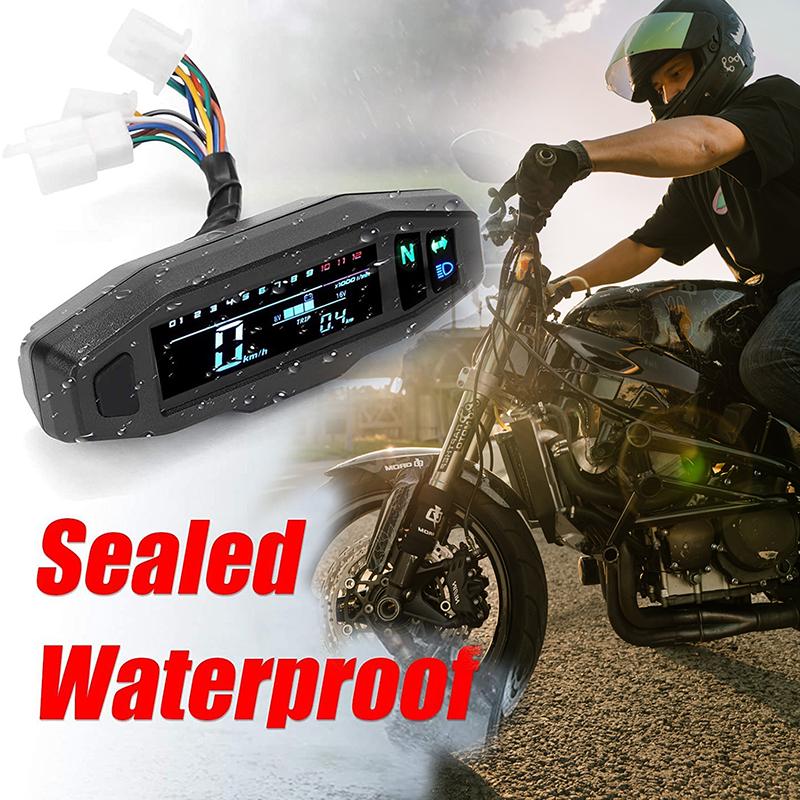 Motorcycle Speedometer Meter Universal Lcd Digital Odometer Counter Motorbike Tachometer Fuel Meter