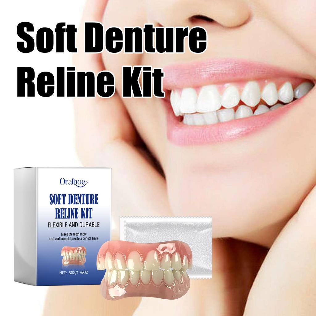 Soft Denture Reline Kit Simulation Braces Hide Missing Crooked Stained Broken Teeth for Men and Women Easy Use Dental Care 50g