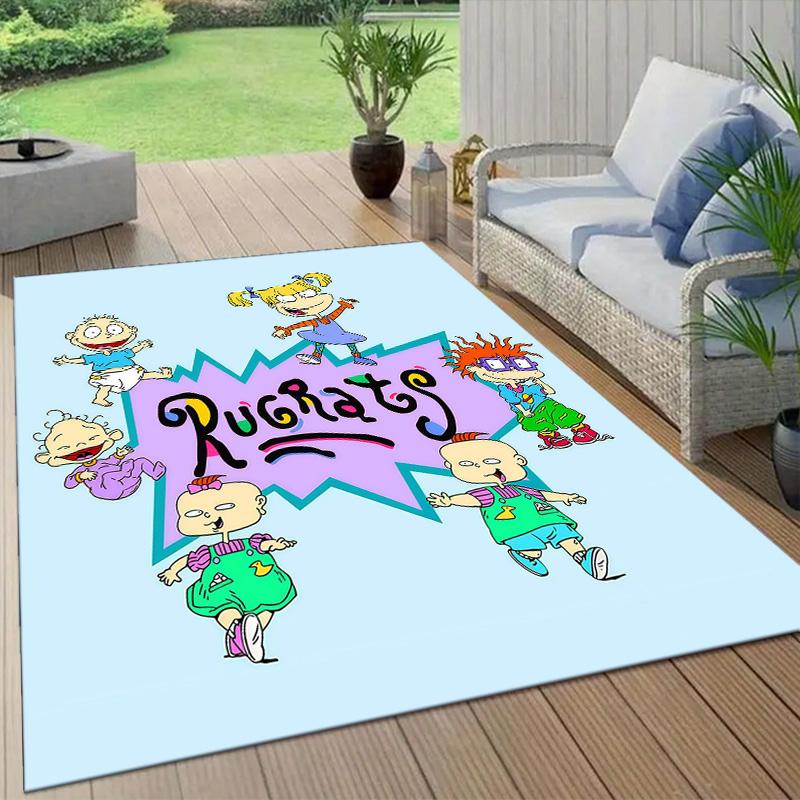 Rugrats Flannel Pattern Square Carpet,Area Rug,Carpet Rug for Living Room Bedroom Sofa Playroom Decor,Non-slip Floor Mat