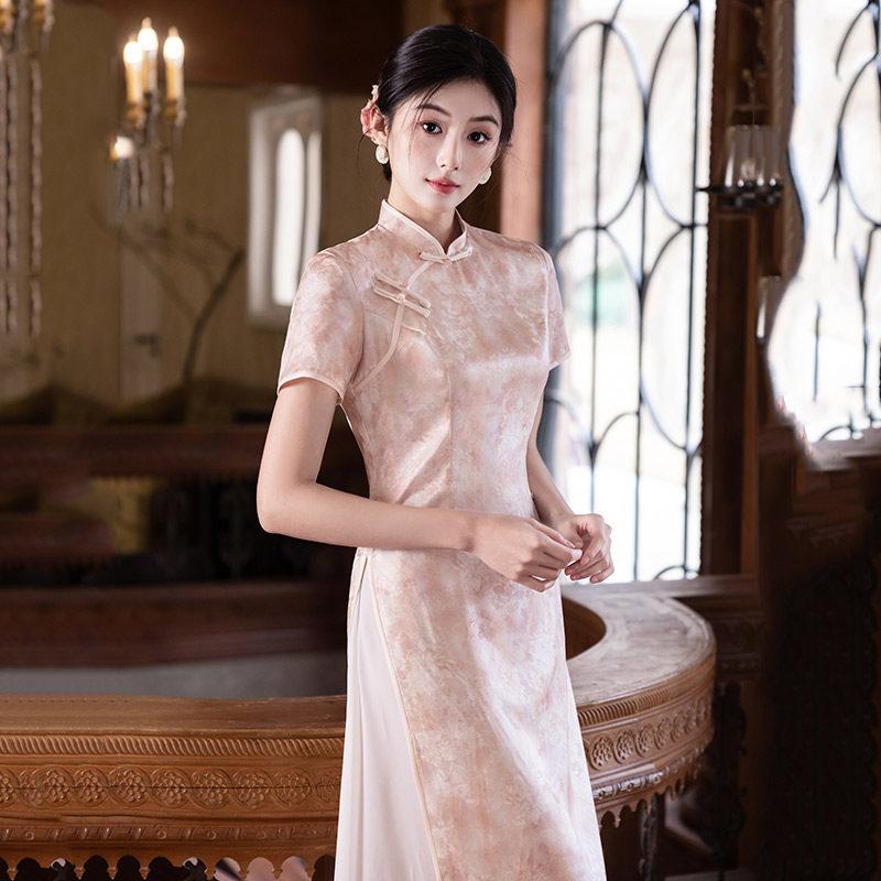 Pink national style new Chinese Suzhou cheongsam improved young 1011 new women's high-end daily dress