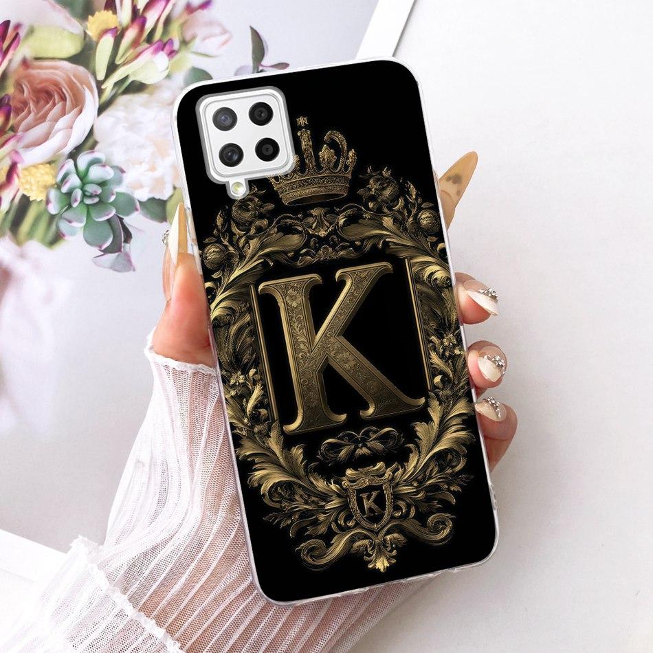 Для Samsung Galaxy A22 4G 5G Чехол для телефона с королевской короной и начальной буквой для пары Для Samsung A22 A225F Мягкий силикон ТПУ Чехлы Бамперы