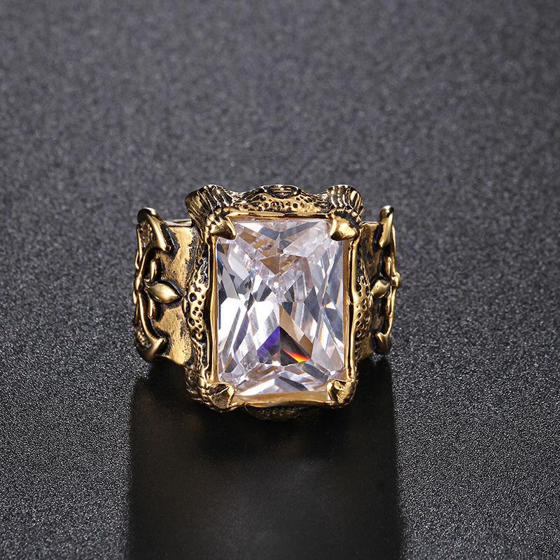 Stainless Steel Hand Jewelry Vintage Punk Gothic Special Ruby Men'S Titanium Steel Casting Ring