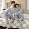 Парная пижама женская из ледяного шелка с длинным рукавом, домашняя одежда, мужской шелковый тонкий костюм из искусственного шелка для весны и лета