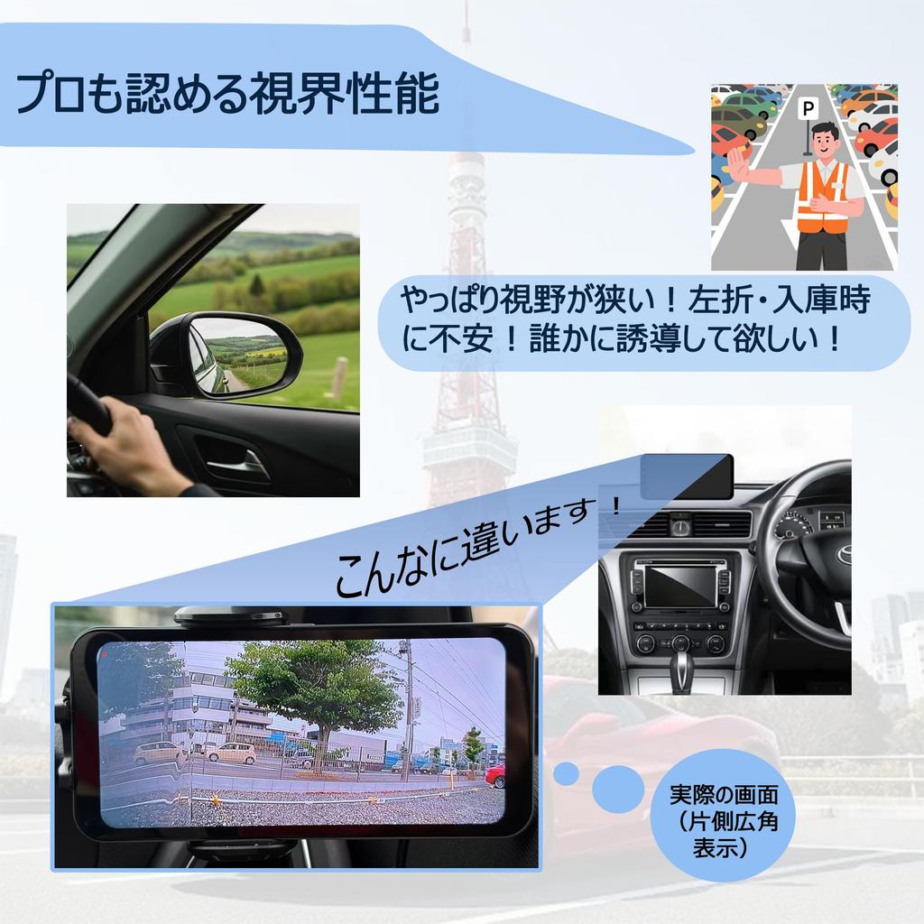 Lofily Company Electronic Side Mirror Dash Cam Set with Touch Panel Monitor 720P 1080P Switchable Recording Dual Split Parking Adjustable Lens Easy