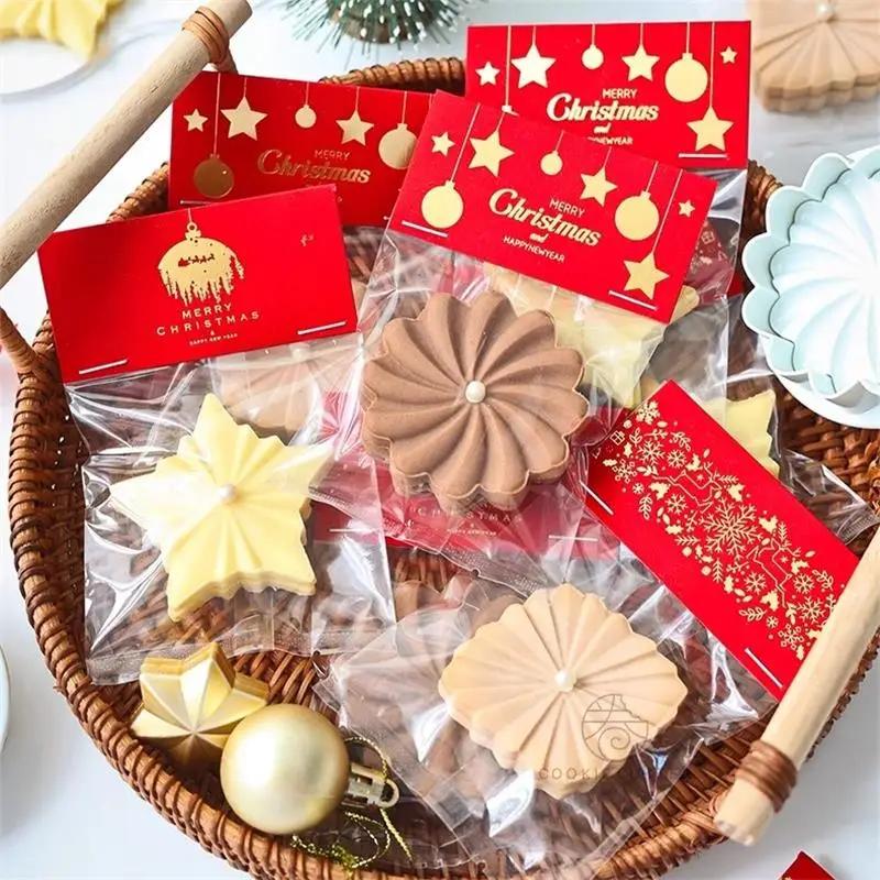 Chocolate Sandwich Cookies Flowers Cookie Cutter 3D Biscuit Mould Pressable Fondant Stamp New Year Cake Decor Baking Supplies