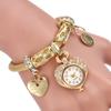 Sweet Heart Pendant Rhinestone Women Quartz Bracelet Dress Watch